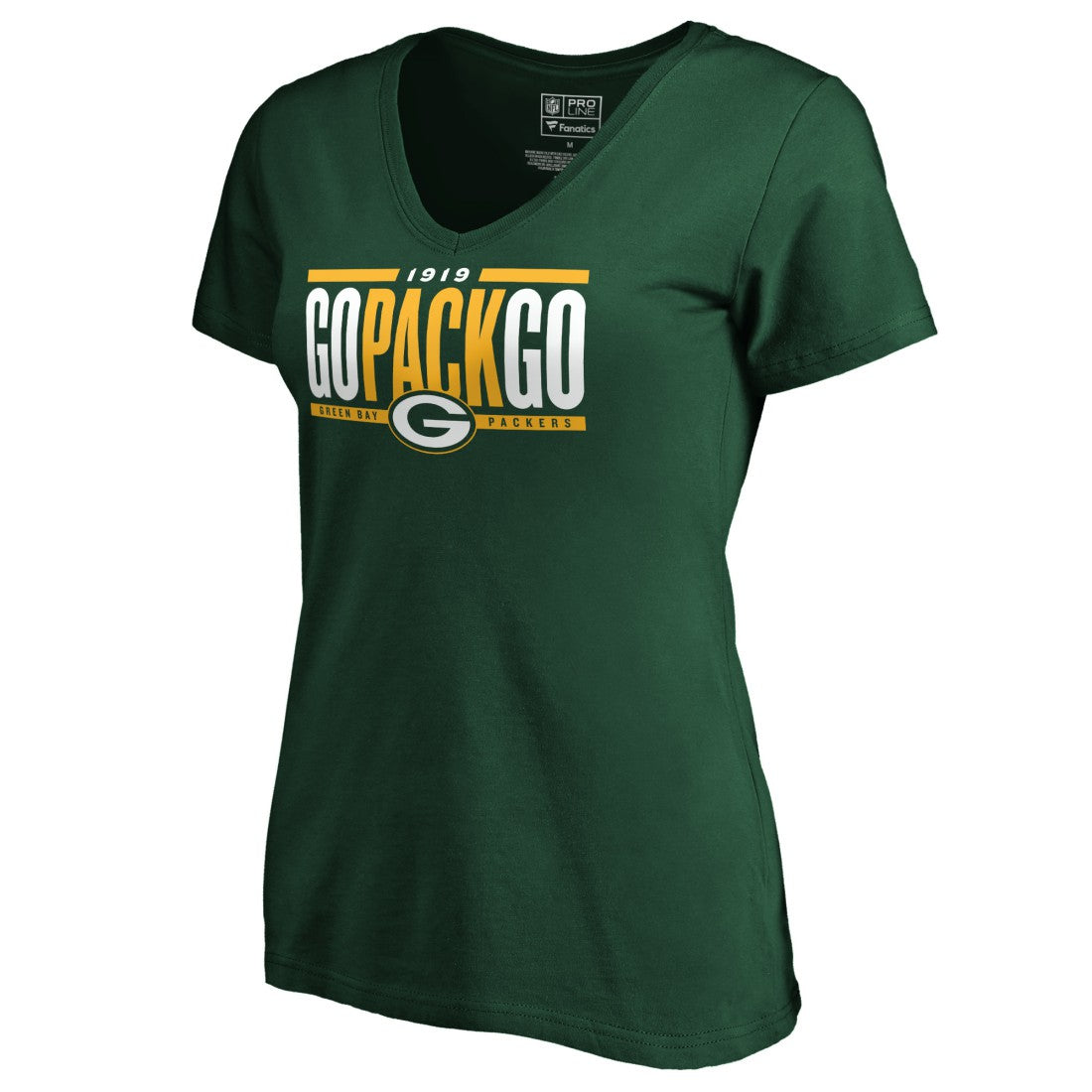 Green Bay Packers Women's Hometown Refresh Go Pack Go V-Neck T-Shirt - Green T-shirts