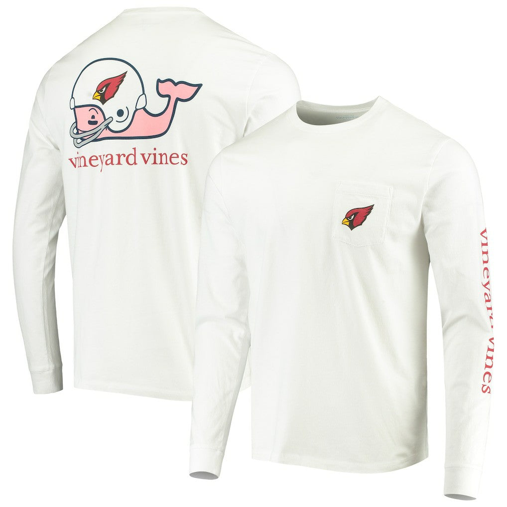 Arizona Cardinals Vineyard Vines Whale Helmet Long Sleeve T-Shirt - White T-shirts