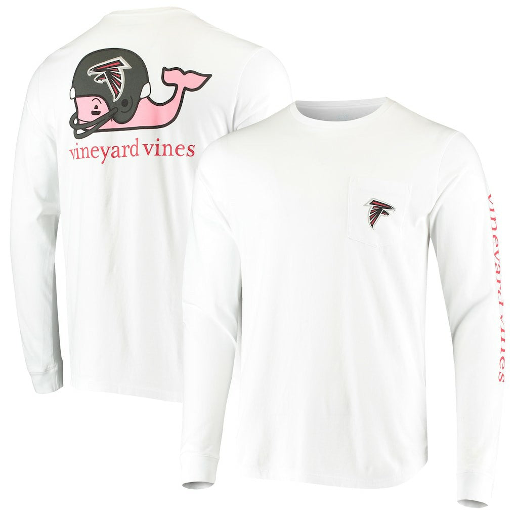 Atlanta Falcons Vineyard Vines Whale Helmet Long Sleeve T-Shirt - White T-shirts
