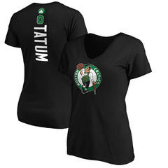 Jayson Tatum Boston Celtics Women's Playmaker Name & Number V-Neck T-Shirt Black
