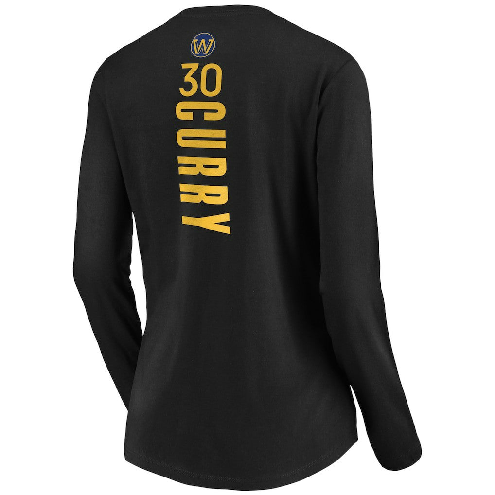 Stephen Curry Golden State Warriors Women's Playmaker Name & Number Long Sleeve V-Neck T-Shirt Black outlet