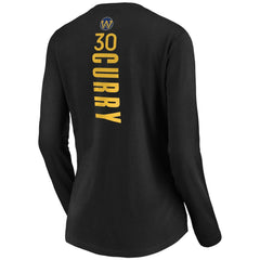 Stephen Curry Golden State Warriors Women's Playmaker Name & Number Long Sleeve V-Neck T-Shirt Black outlet