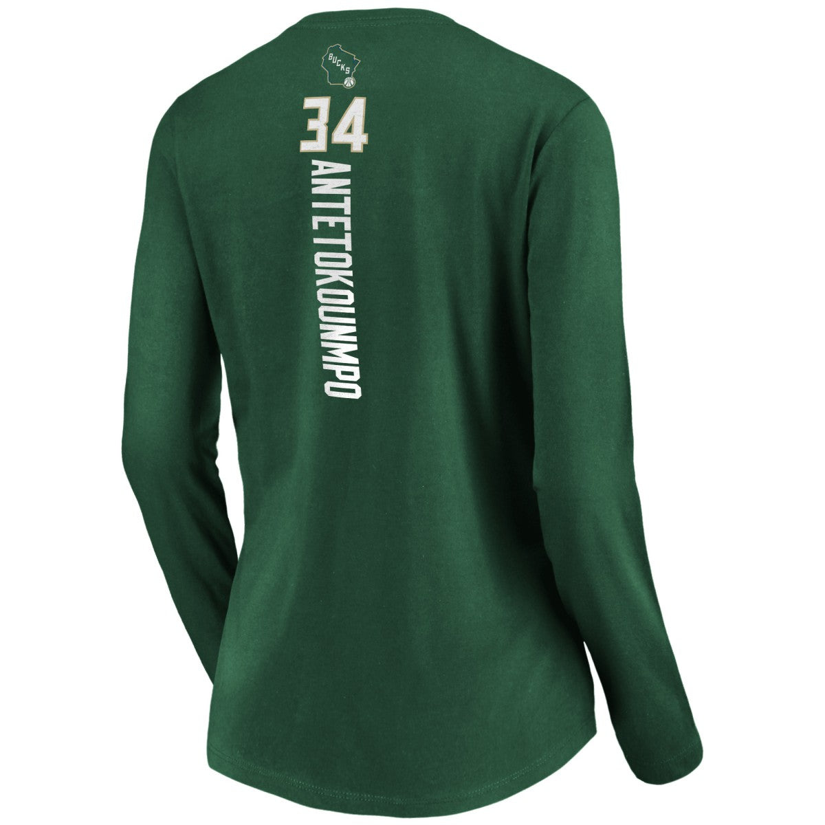 Giannis Antetokounmpo Milwaukee Bucks Women's Playmaker Name & Number Long Sleeve V-Neck T-Shirt Green
