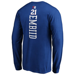 Joel Embiid Philadelphia 76ers Playmaker Name & Number Long Sleeve T-Shirt Royal outlet