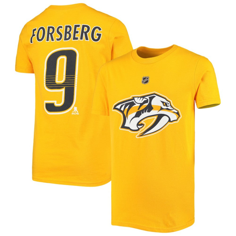 Filip Forsberg Nashville Predators Youth Player Name & Number T-Shirt - Gold | US 3688877