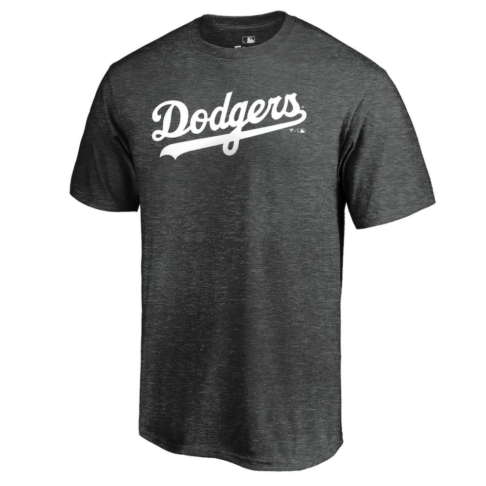 Los Angeles Dodgers Team Wordmark T-Shirt - Heathered Charcoal T-shirts
