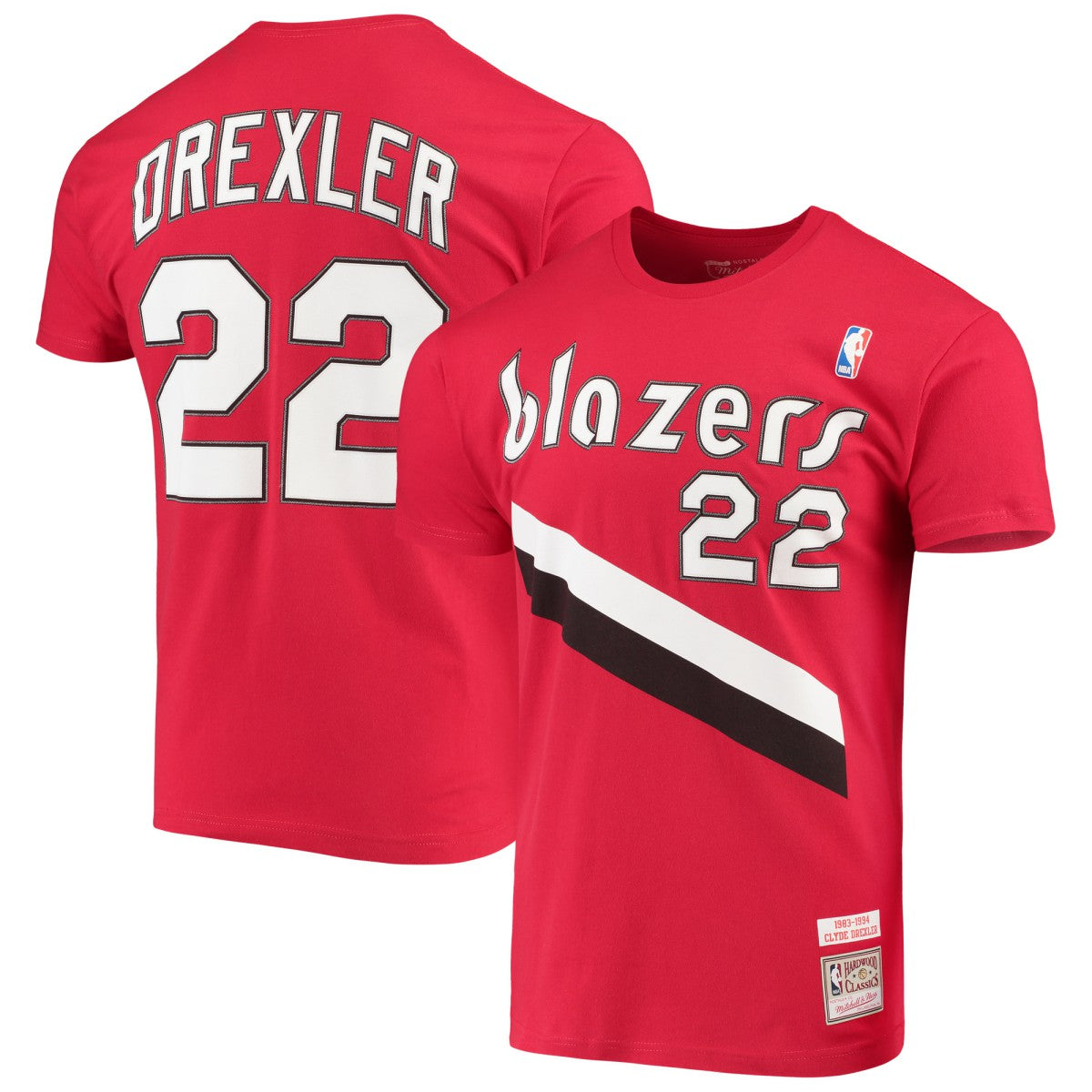 Clyde Drexler Portland Trail Blazers Hardwood Classics Player Name & Number T-Shirt Red - Mitchell & Ness