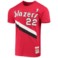 Clyde Drexler Portland Trail Blazers Hardwood Classics Player Name & Number T-Shirt Red - Mitchell & Ness