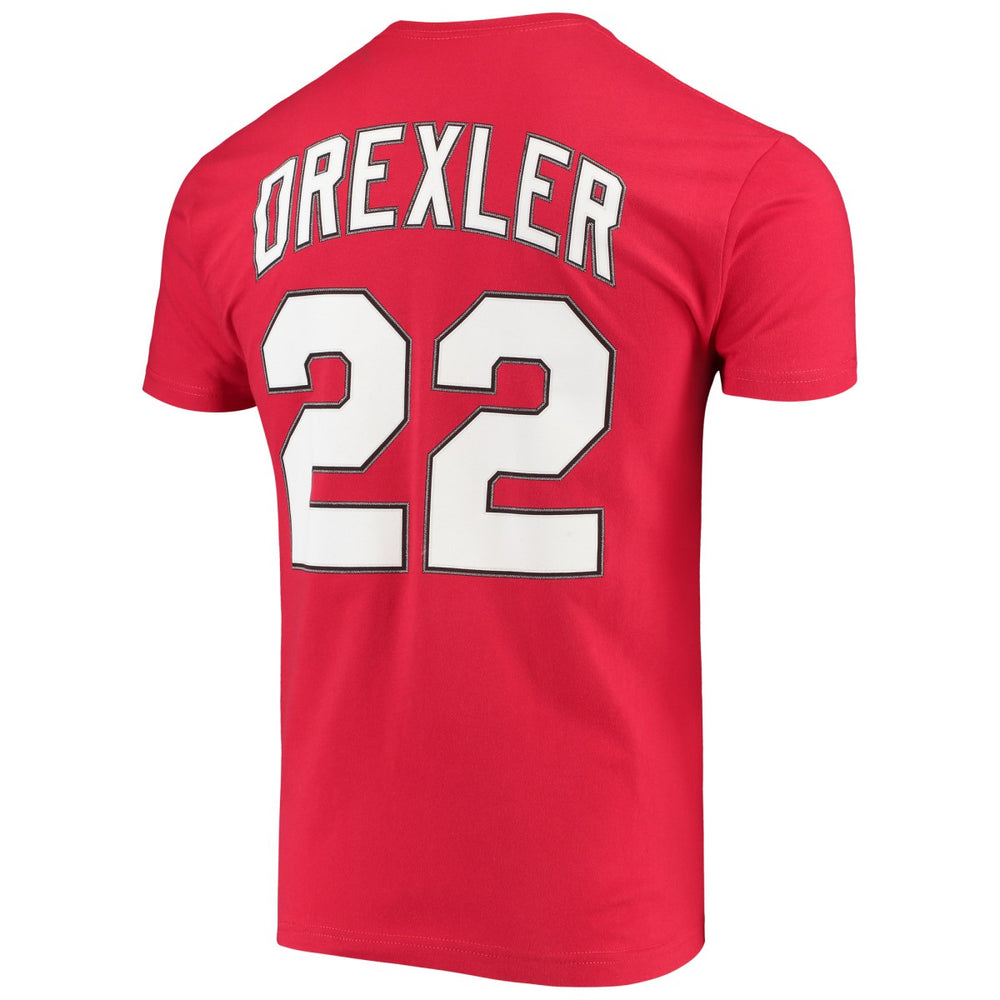 Clyde Drexler Portland Trail Blazers Hardwood Classics Player Name & Number T-Shirt Red - Mitchell & Ness