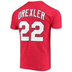 Clyde Drexler Portland Trail Blazers Hardwood Classics Player Name & Number T-Shirt Red - Mitchell & Ness