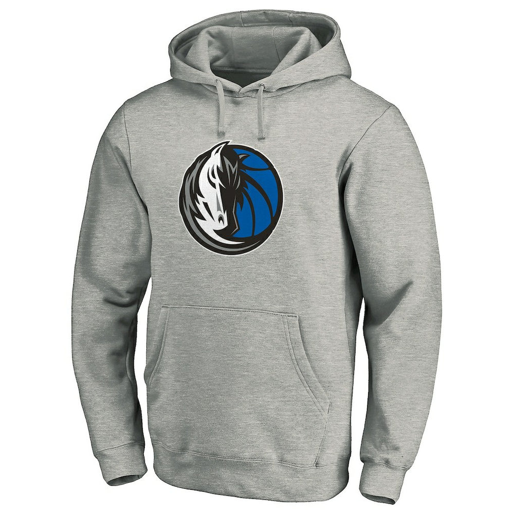 Dallas Mavericks Team Primary Logo Fitted Pullover Hoodie Heather Gray - Fanatics