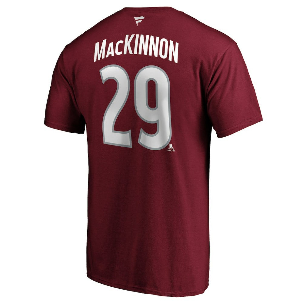 Nathan MacKinnon Colorado Avalanche Fanatics Authentic Stack Player Name & Number T-Shirt - Burgundy | US 3706505