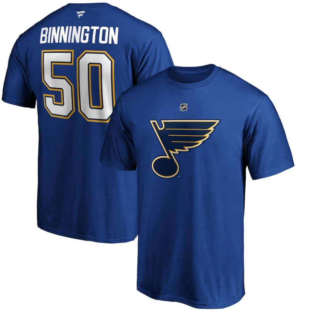 Jordan Binnington St. Louis Blues Fanatics Authentic Stack Player Name & Number T-Shirt - Blue | US 3706548