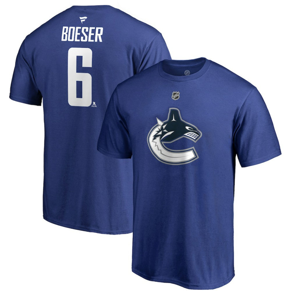 Brock Boeser Vancouver Canucks Fanatics Authentic Stack Player Name & Number T-Shirt - Blue | US 3706577