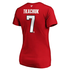 Brady Tkachuk Ottawa Senators Fanatics Women's Authentic Stack Name & Number V-Neck T-Shirt - Red | US 3706594