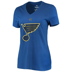 Jordan Binnington St. Louis Blues Fanatics Women's Authentic Stack Name & Number V-Neck T-Shirt - Blue | US 3706641