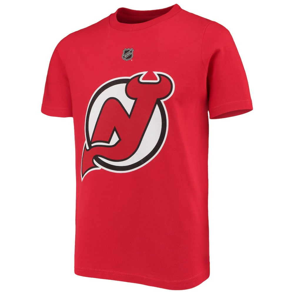 Jack Hughes New Jersey Devils Youth Player Name & Number T-Shirt - Red | US 3709462