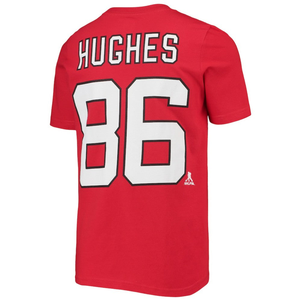 Jack Hughes New Jersey Devils Youth Player Name & Number T-Shirt - Red | US 3709462