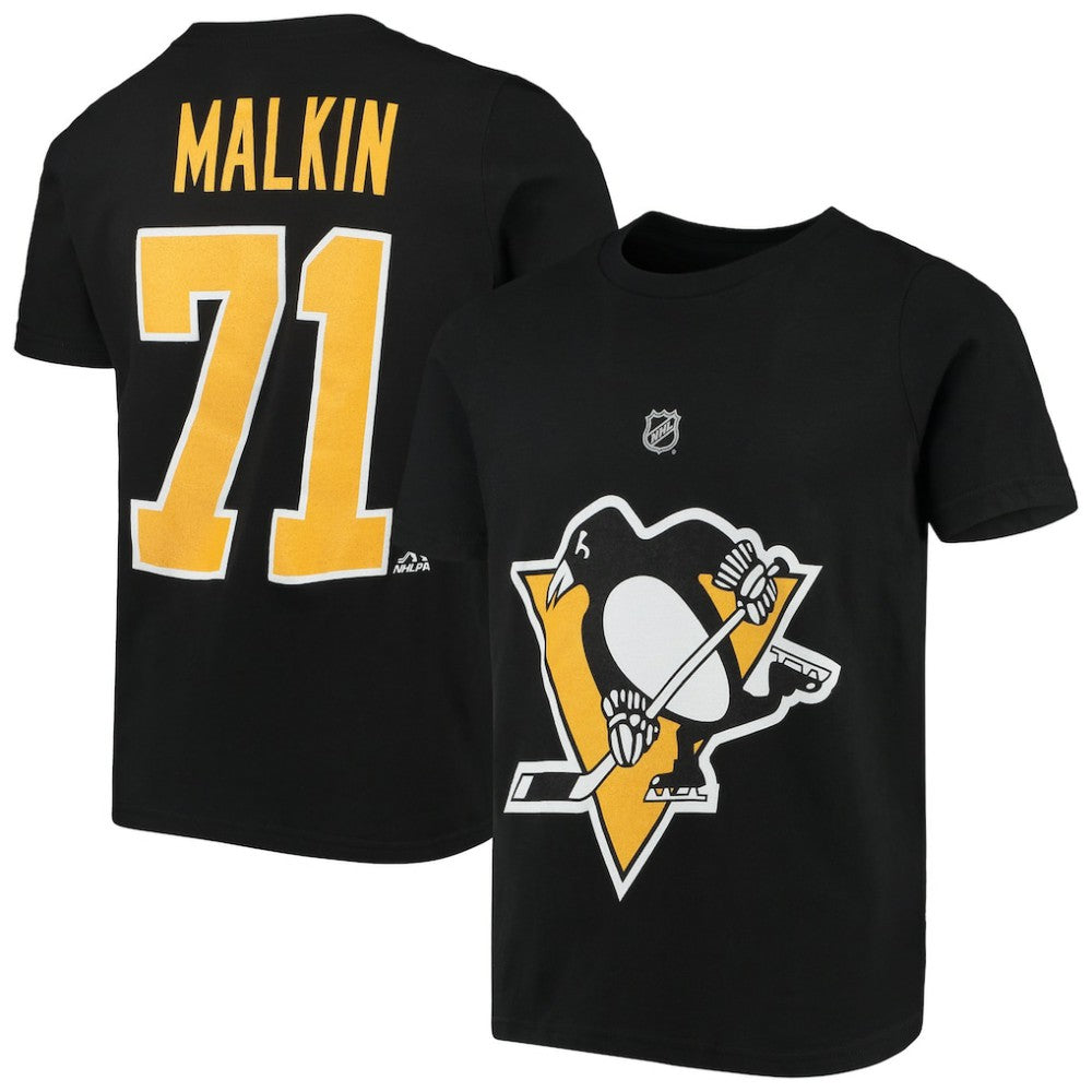 Evgeni Malkin Pittsburgh Penguins Youth Player Name & Number T-Shirt - Black | US 3709468