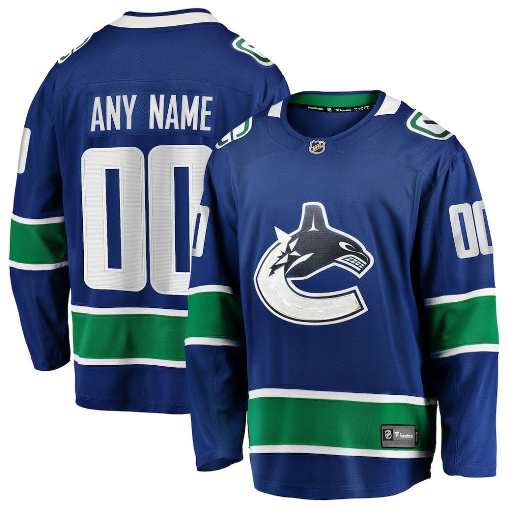 Vancouver Canucks Fanatics Home Team Breakaway Custom Jersey - Blue | US 3710399