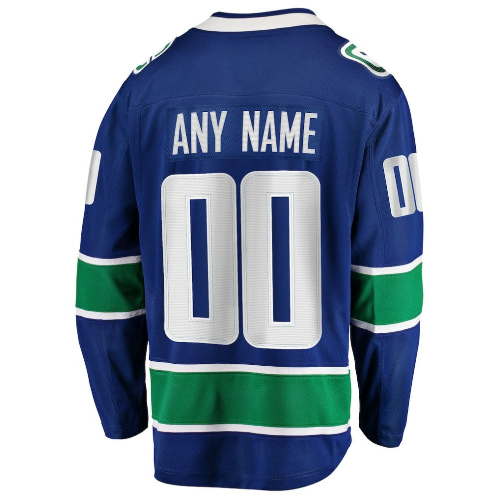 Vancouver Canucks Fanatics Home Team Breakaway Custom Jersey - Blue | US 3710399