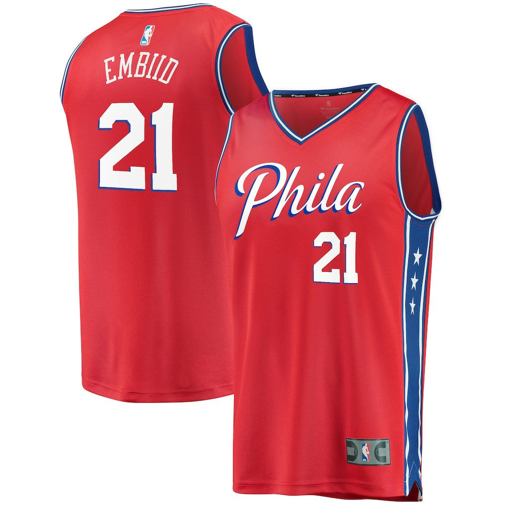 Joel Embiid Philadelphia 76ers Youth 2019/20 Fast Break Replica Player Team Jersey Statement Edition Red - Fanatics