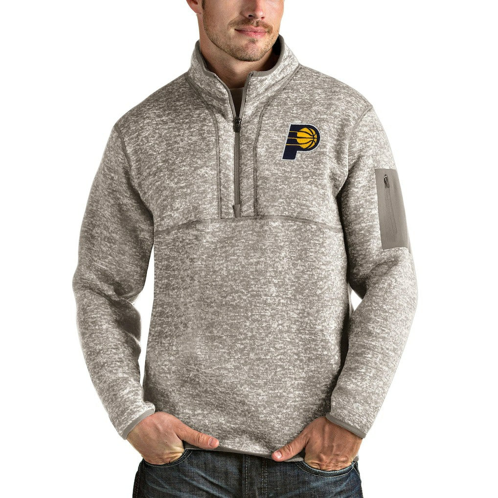 Indiana Pacers Antigua Fortune Quarter-Zip Pullover Jacket Natural