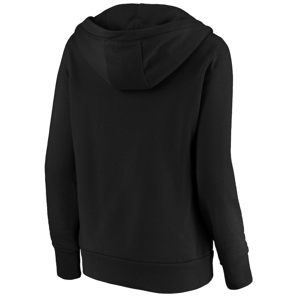 New Orleans Saints Women's Primary Team Logo V-Neck Pullover Hoodie - Black Hoodies