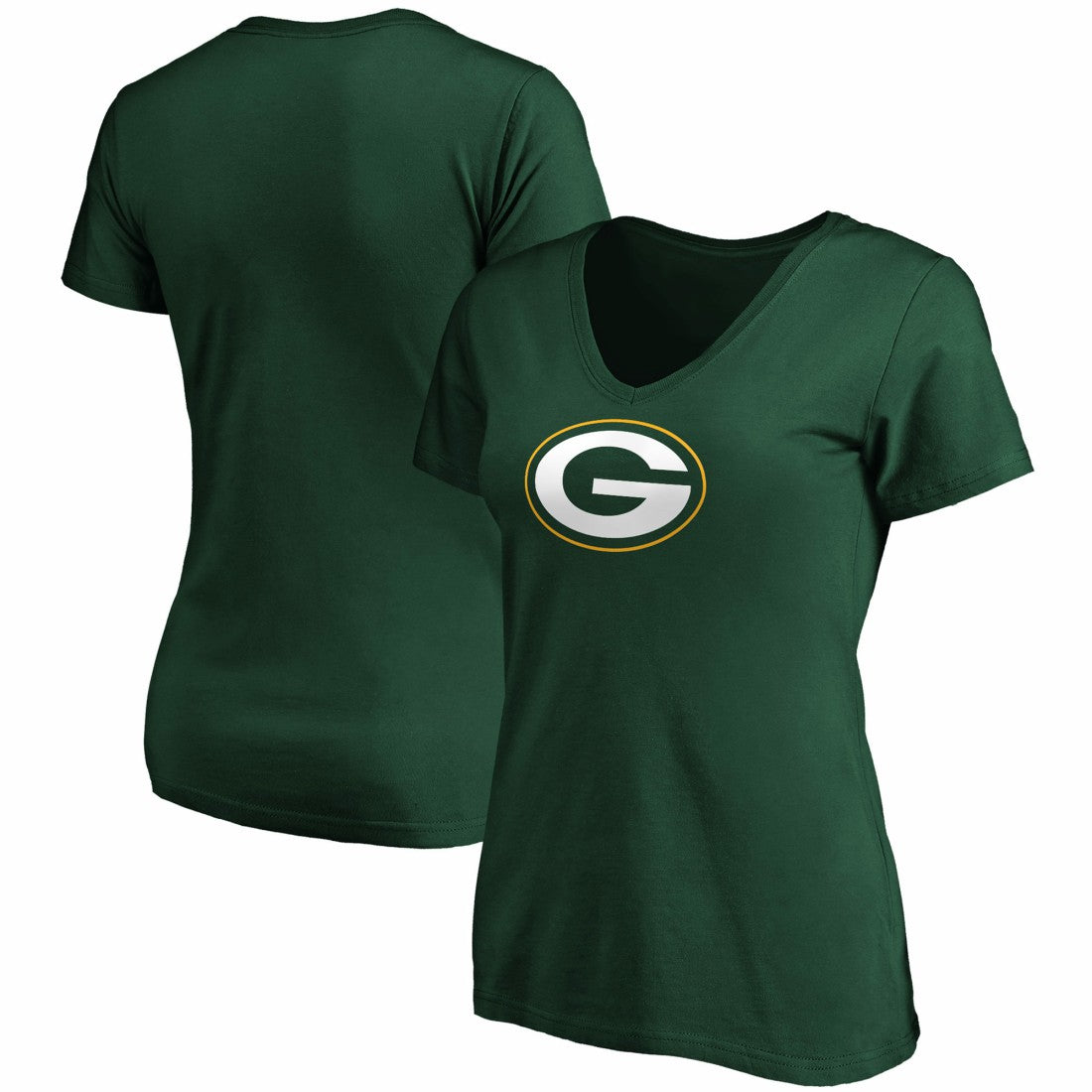 Green Bay Packers Women's Primary Logo V-Neck T-Shirt - Green T-shirts