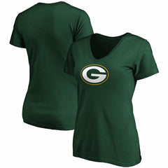 Green Bay Packers Women's Primary Logo V-Neck T-Shirt - Green T-shirts