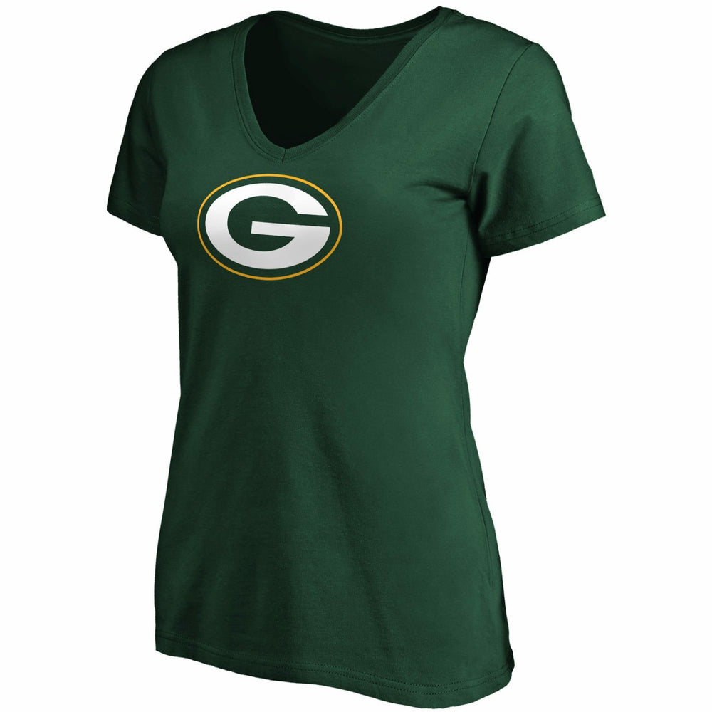 Green Bay Packers Women's Primary Logo V-Neck T-Shirt - Green T-shirts