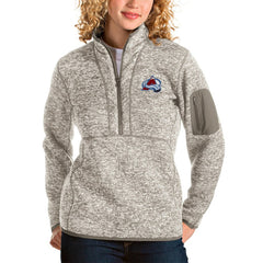 Colorado Avalanche Antigua Women's Fortune Half-Zip Sweatshirt - Oatmeal | US 3719026