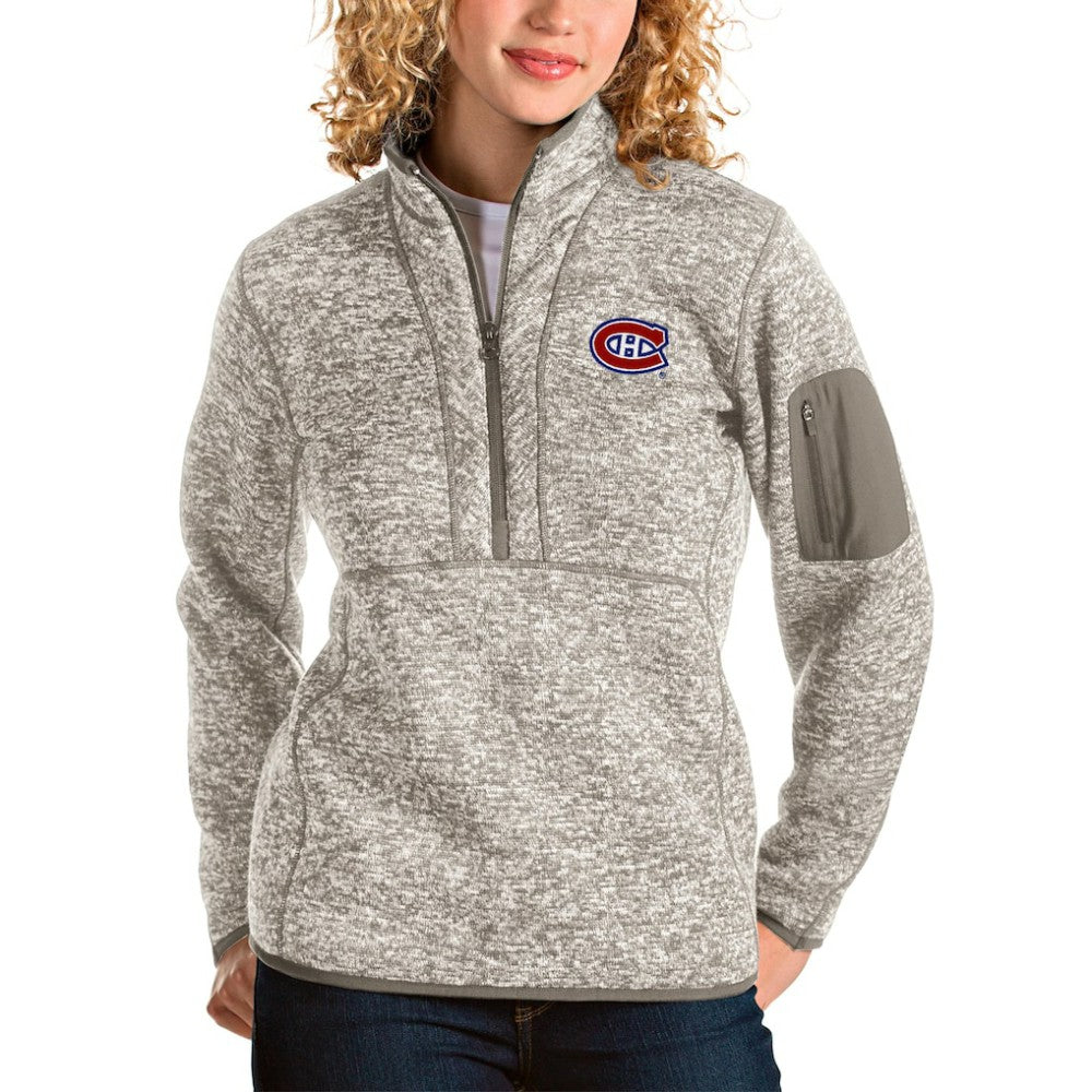 Montreal Canadiens Antigua Women's Fortune Half-Zip Sweatshirt - Oatmeal | US 3719034