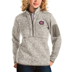Montreal Canadiens Antigua Women's Fortune Half-Zip Sweatshirt - Oatmeal | US 3719034