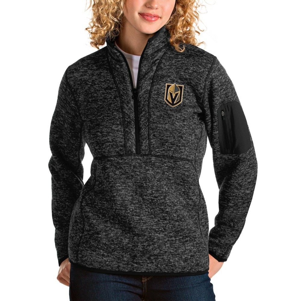 Vegas Golden Knights Antigua Women's Fortune Half-Zip Sweatshirt - Heather Black | US 3719045
