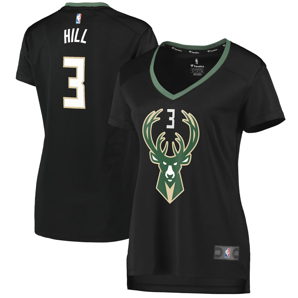 George Hill Milwaukee Bucks Women's Fast Break Replica Player Jersey Statement Edition Black - Fanatics