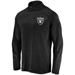 Las Vegas Raiders Striated Primary Logo Raglan Quarter-Zip Pullover Jacket - Black Pullover