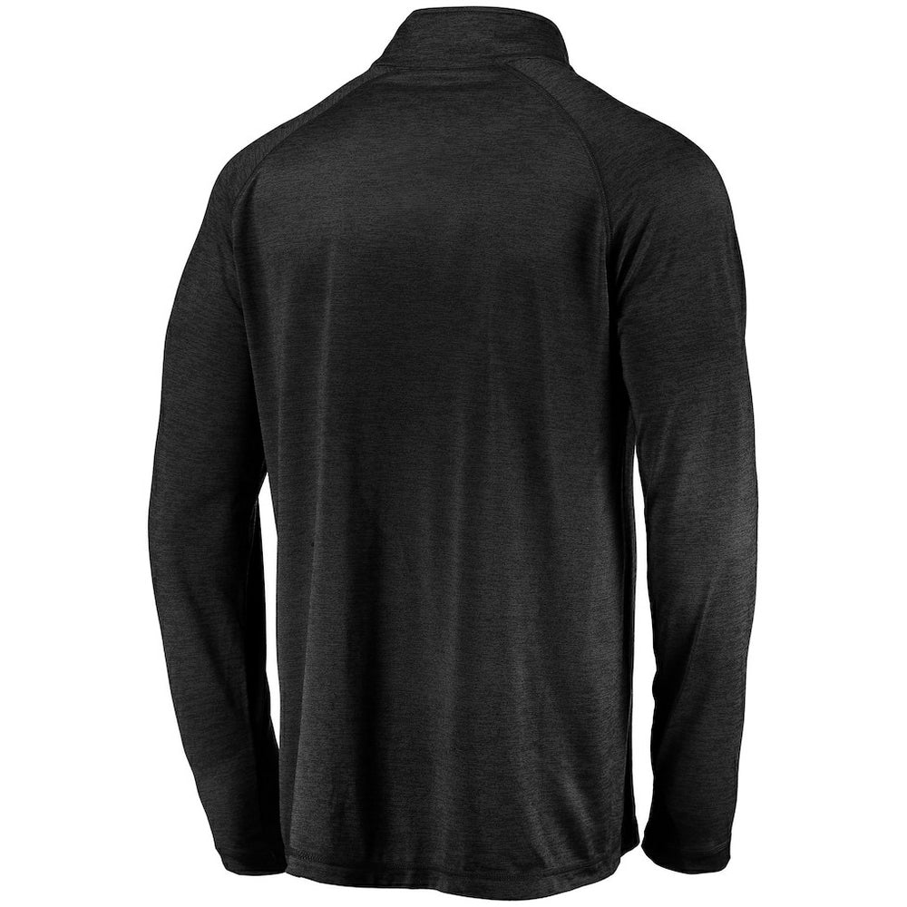 Las Vegas Raiders Striated Primary Logo Raglan Quarter-Zip Pullover Jacket - Black Pullover