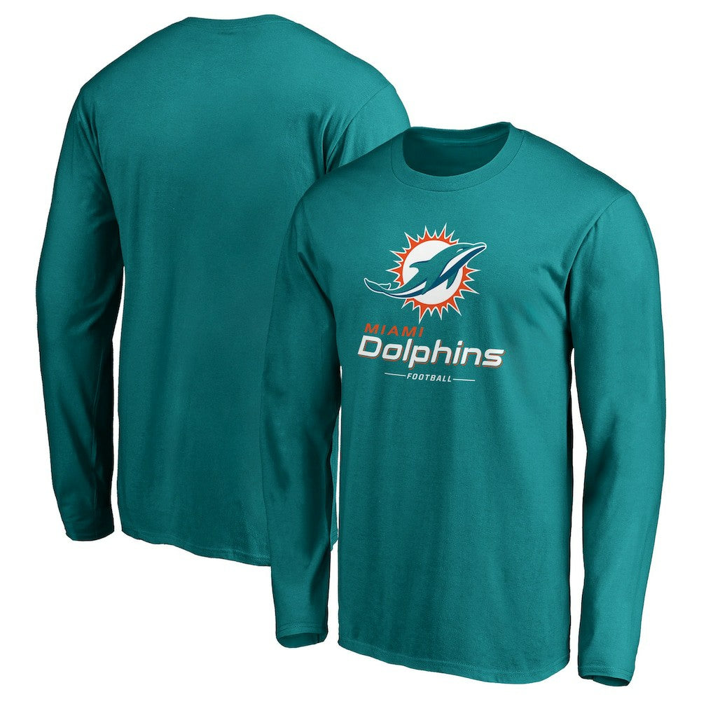 Miami Dolphins Team Lockup Long Sleeve T-Shirt - Aqua T-shirts
