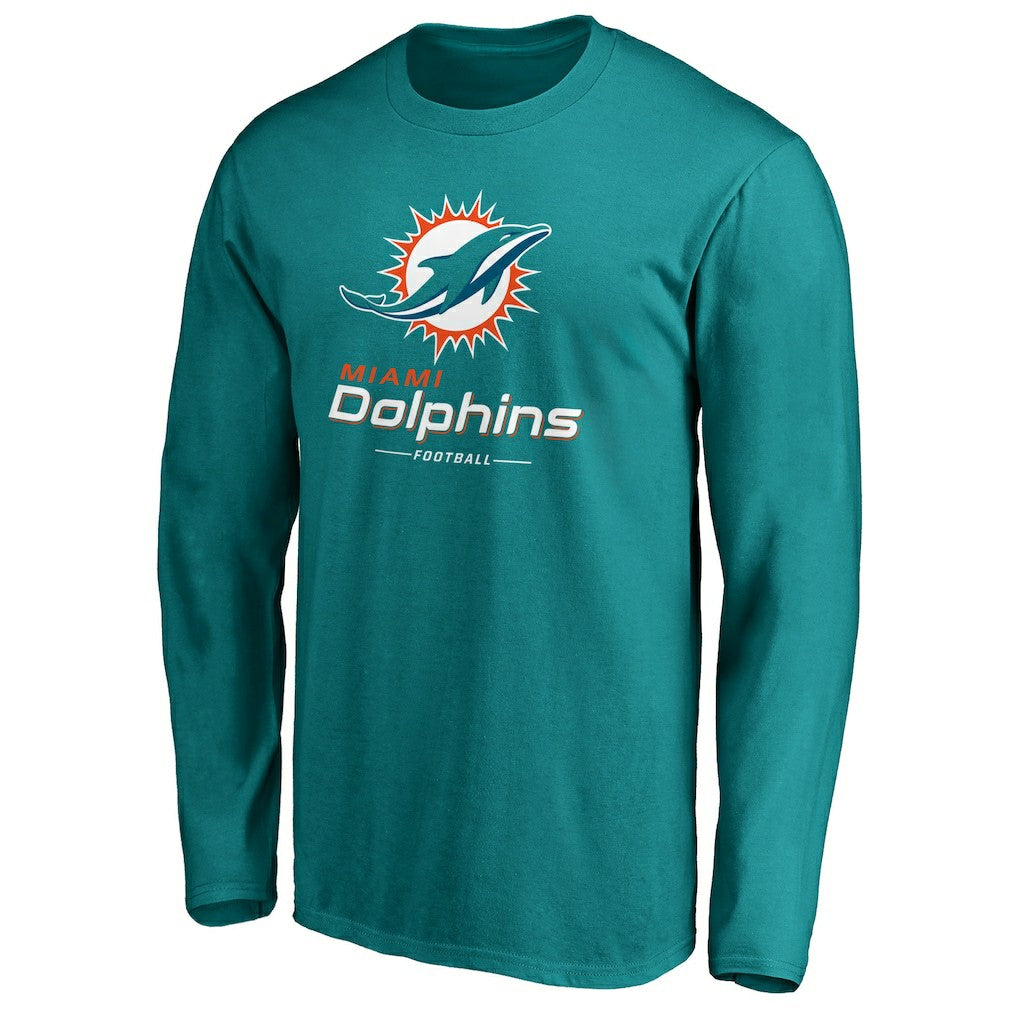 Miami Dolphins Team Lockup Long Sleeve T-Shirt - Aqua T-shirts