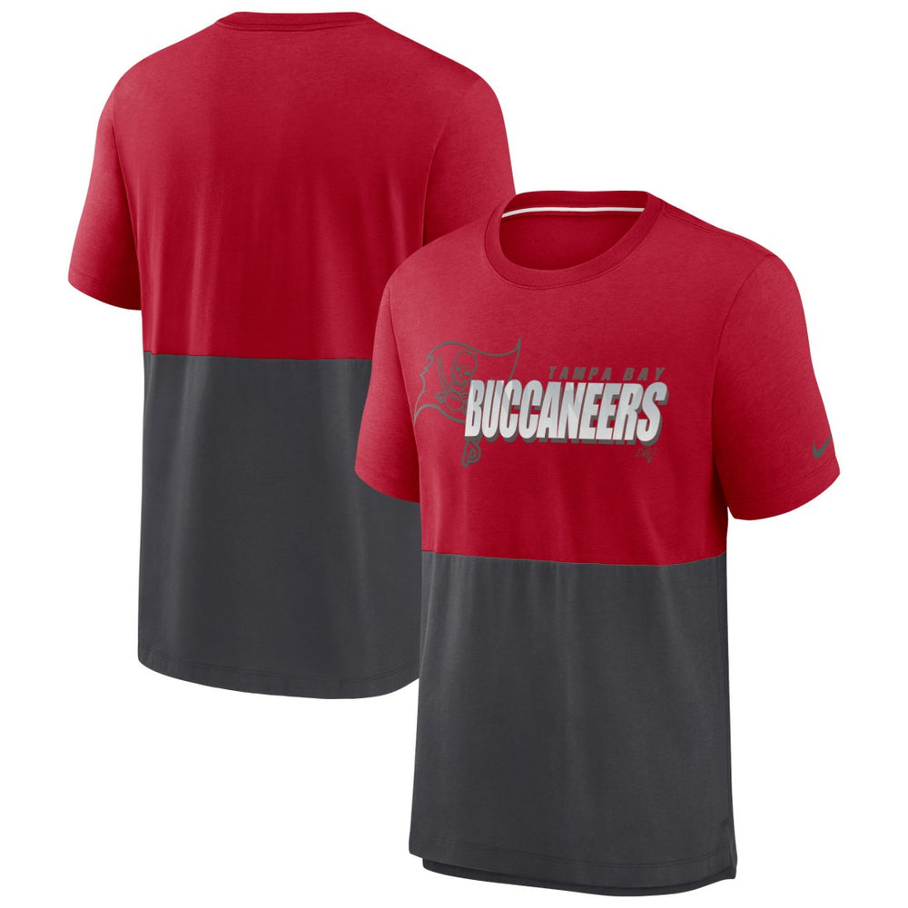 Tampa Bay Buccaneers Fan Gear Colorblock Tri-Blend T-Shirt - Red/Pewter T-shirts