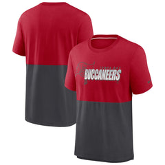 Tampa Bay Buccaneers Fan Gear Colorblock Tri-Blend T-Shirt - Red/Pewter T-shirts