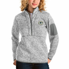 Green Bay Packers Antigua Women's Fortune Half-Zip Pullover Jacket - Gray Pullover
