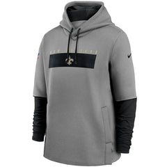 New Orleans Saints Sideline Playbook Performance Pullover Hoodie - Heathered Gray/Black Hoodies