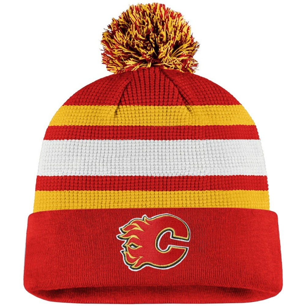 Calgary Flames Fanatics Authentic Pro Cuffed Pom Knit Hat - Red/Yellow | US 3738180