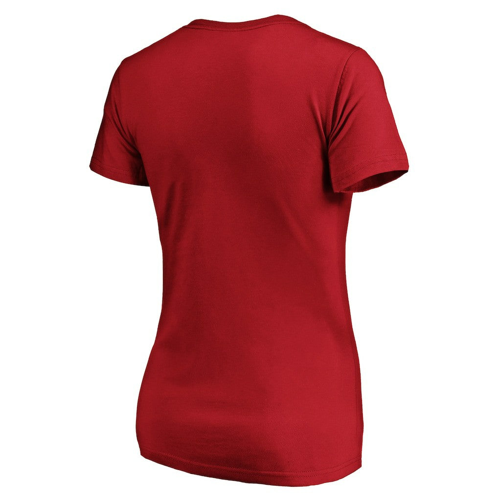 San Francisco 49ers Women's Iconic Script State V-Neck T-Shirt - Scarlet T-shirts