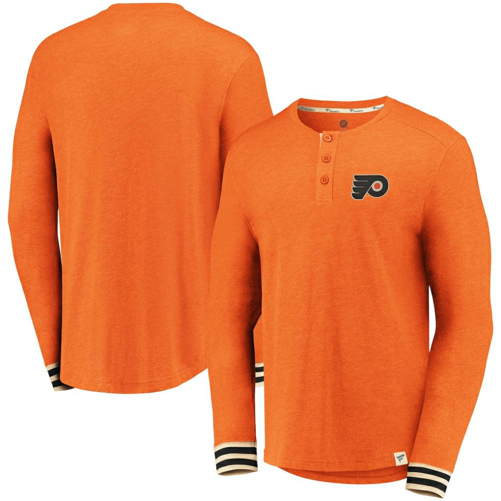 Philadelphia Flyers Fanatics True Classics Henley Long Sleeve T-Shirt - Heathered Orange | US 3747618