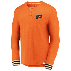 Philadelphia Flyers Fanatics True Classics Henley Long Sleeve T-Shirt - Heathered Orange | US 3747618