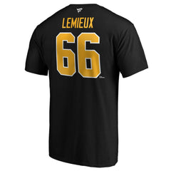 Mario Lemieux Pittsburgh Penguins Fanatics Authentic Stack Retired Player Name & Number T-Shirt - Black | US 3749068