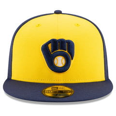 Milwaukee Brewers New Era Alternate Authentic Collection On-Field 59FIFTY Fitted Hat - Navy/Yellow Hats